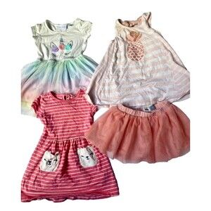 Girl's LOT of 4 Dresses & Skirt Cotton Mixed Brands Children's Place Size 3T XS-